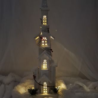 Weißes LED Haus 68 cm Weihnachten