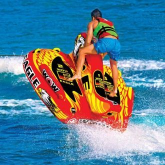 WOW Eagle New 1, 2, or 3 Person Inflatable Towable Tube Lake Water Raft Tow 